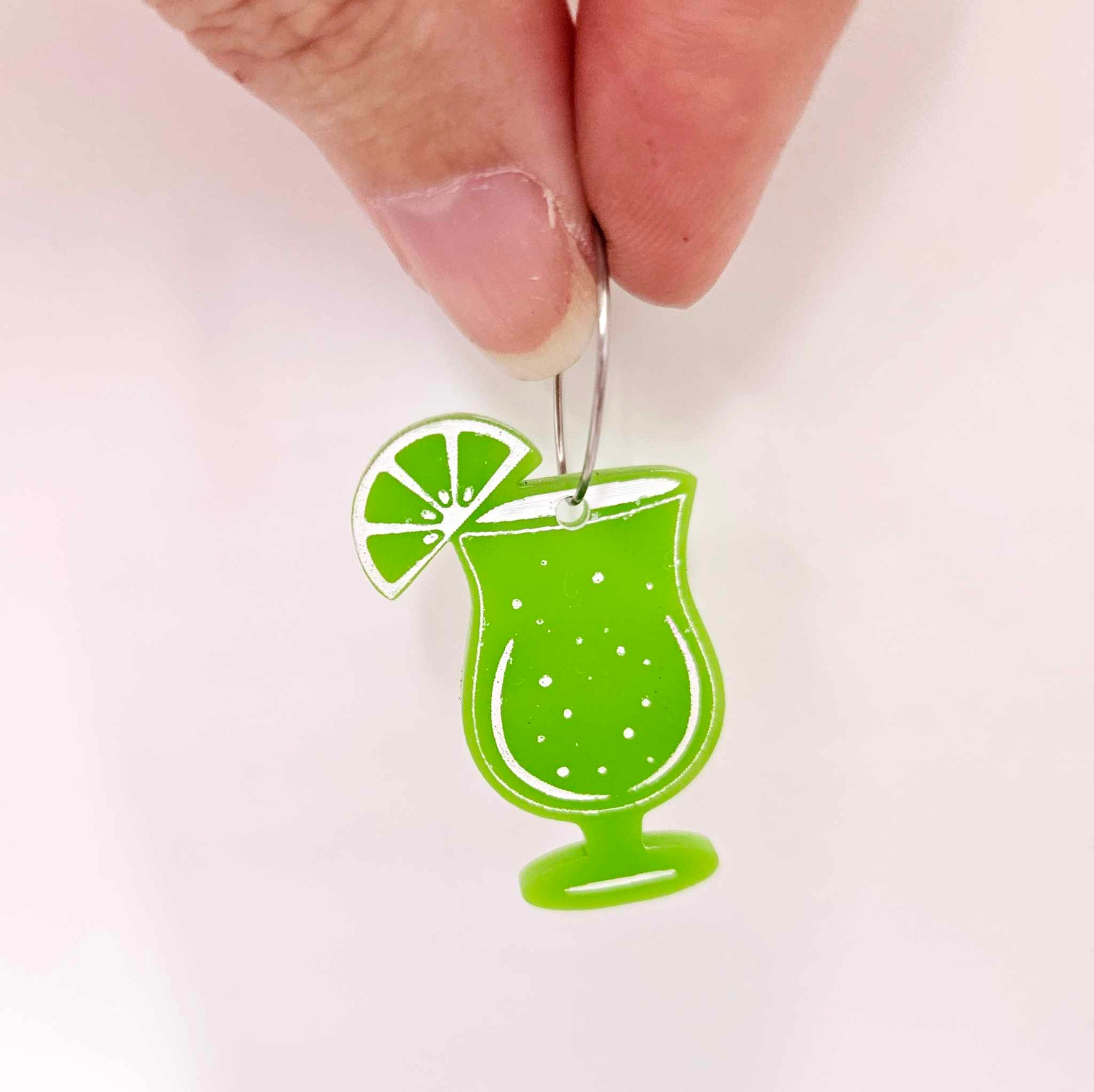 38mm lime green cocktail glasses DIY earring supplies laser cut acrylic dangles blanks engraved paint fill summer cruises