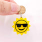 32mm yellow acrylic sun earring dangles blanks cool sunglasses summer smiley face DIY earring supplies laser cut emoji summer
