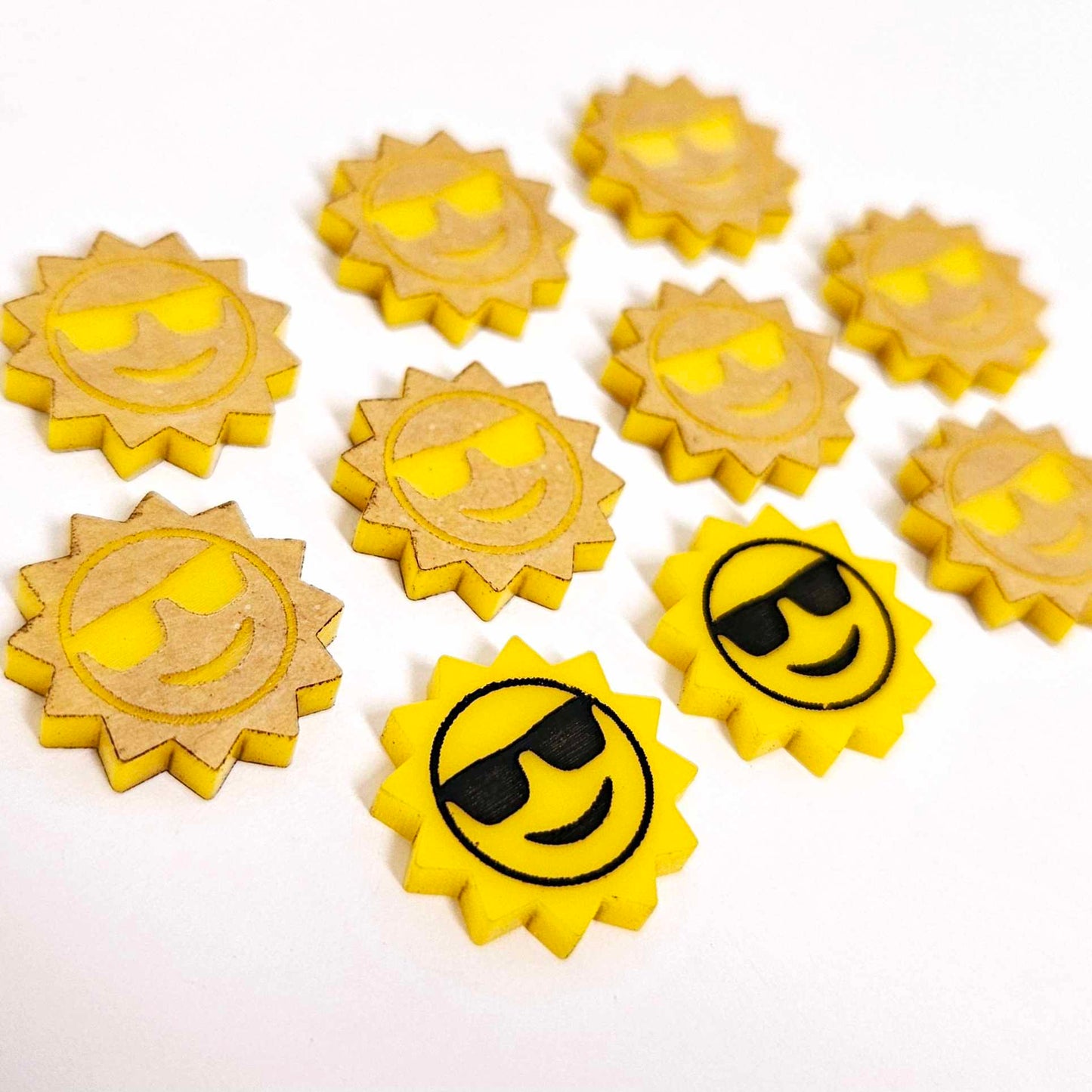 18mm yellow acrylic sun earring studs blanks cool sunglasses summer smiley face DIY earring supplies laser cut emoji summer