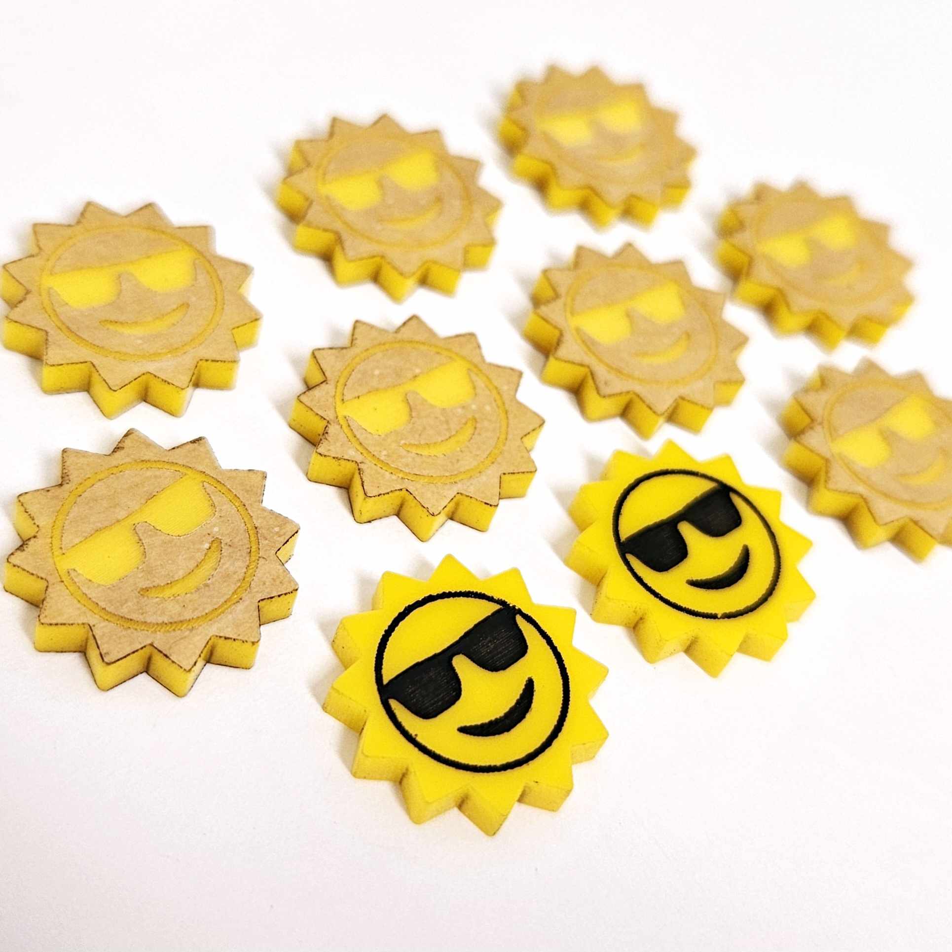 18mm yellow acrylic sun earring studs blanks cool sunglasses summer smiley face DIY earring supplies laser cut emoji summer