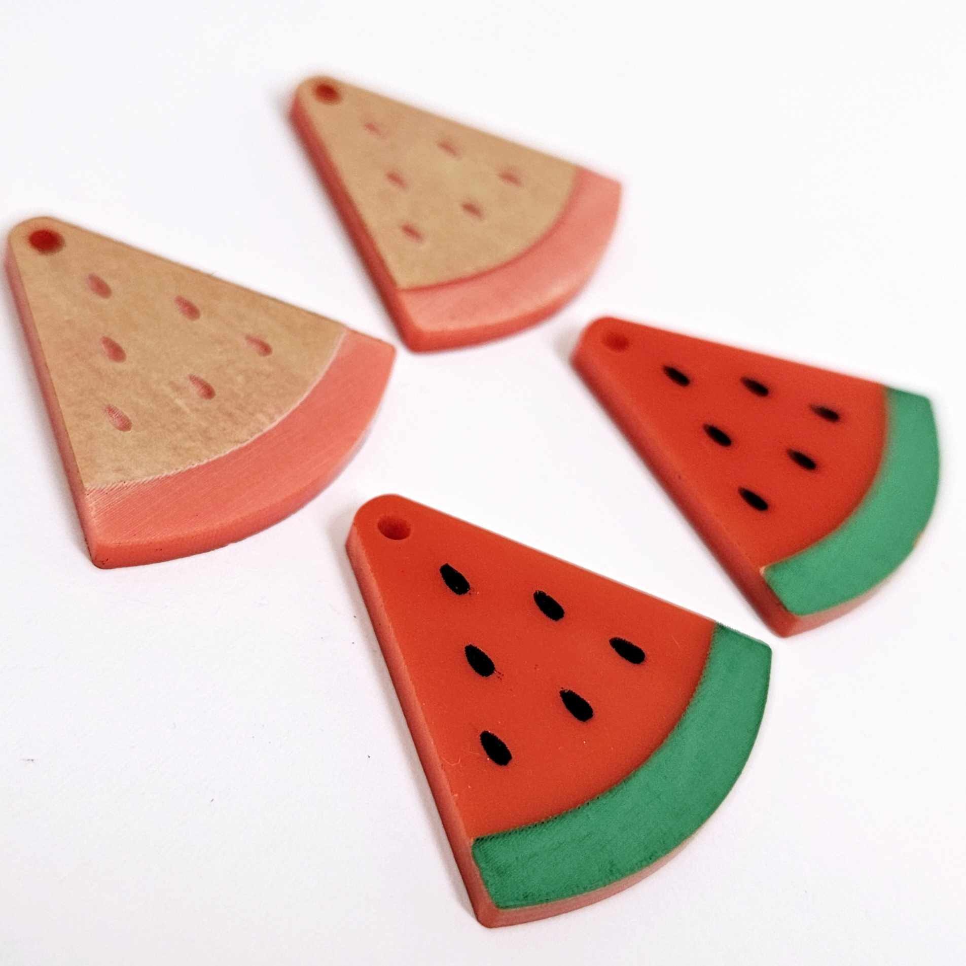 30mm red acrylic watermelon fruit DIY earring laser cut blanks dangles summer engraved paint fill