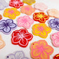 32mm pastel purple pink orange red yellow acrylic hibiscus flower mixed pack DIY earring supplies laser cut dangles earring blanks engraved paint fill summer island vibes