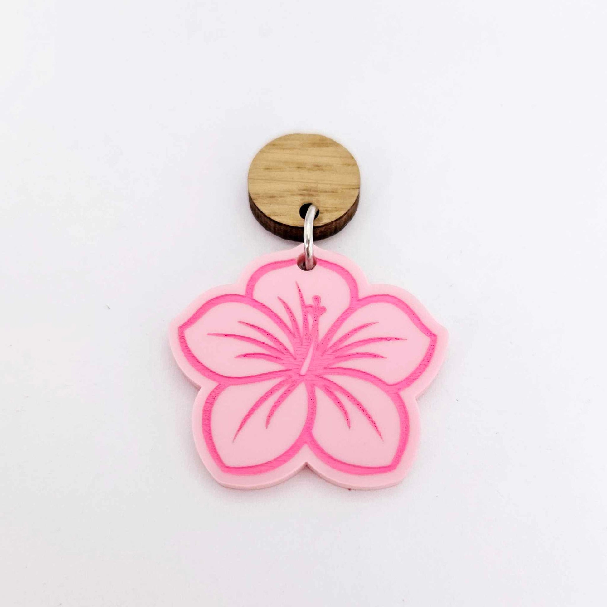 32mm pastel pink acrylic hibiscus flower DIY earring supplies laser cut dangles earring blanks engraved paint fill summer island vibes