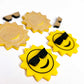 32mm yellow acrylic sun earring dangles blanks cool sunglasses summer smiley face DIY earring supplies laser cut emoji summer