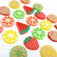 orange red yellow green lemon lime strawberry watermelon laser cut acrylic engraved earring stud blanks DIY craft supplies paint fill fruit summer citrus mixed pack