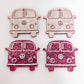 32mm hot pink glitter Kombi Vans DIY earring supplies laser cut acrylic dangles blanks engraved paint fill summer
