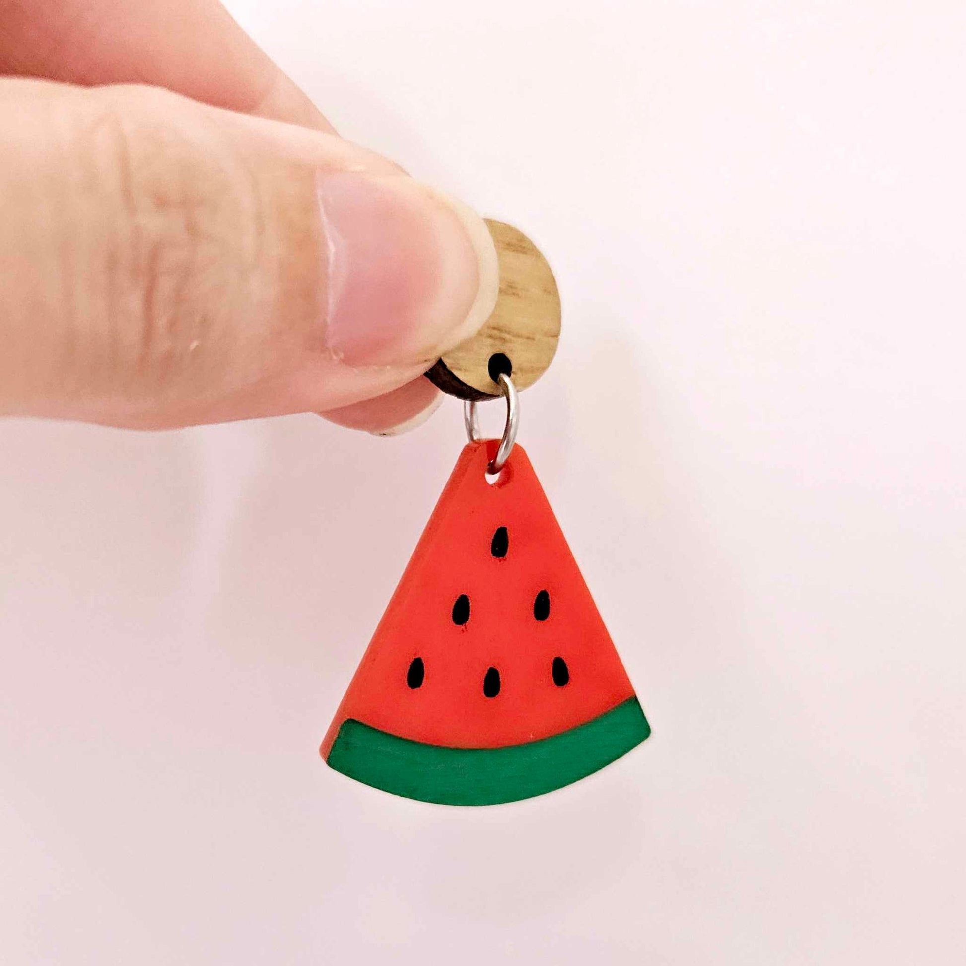 30mm red acrylic watermelon fruit DIY earring laser cut blanks dangles summer engraved paint fill