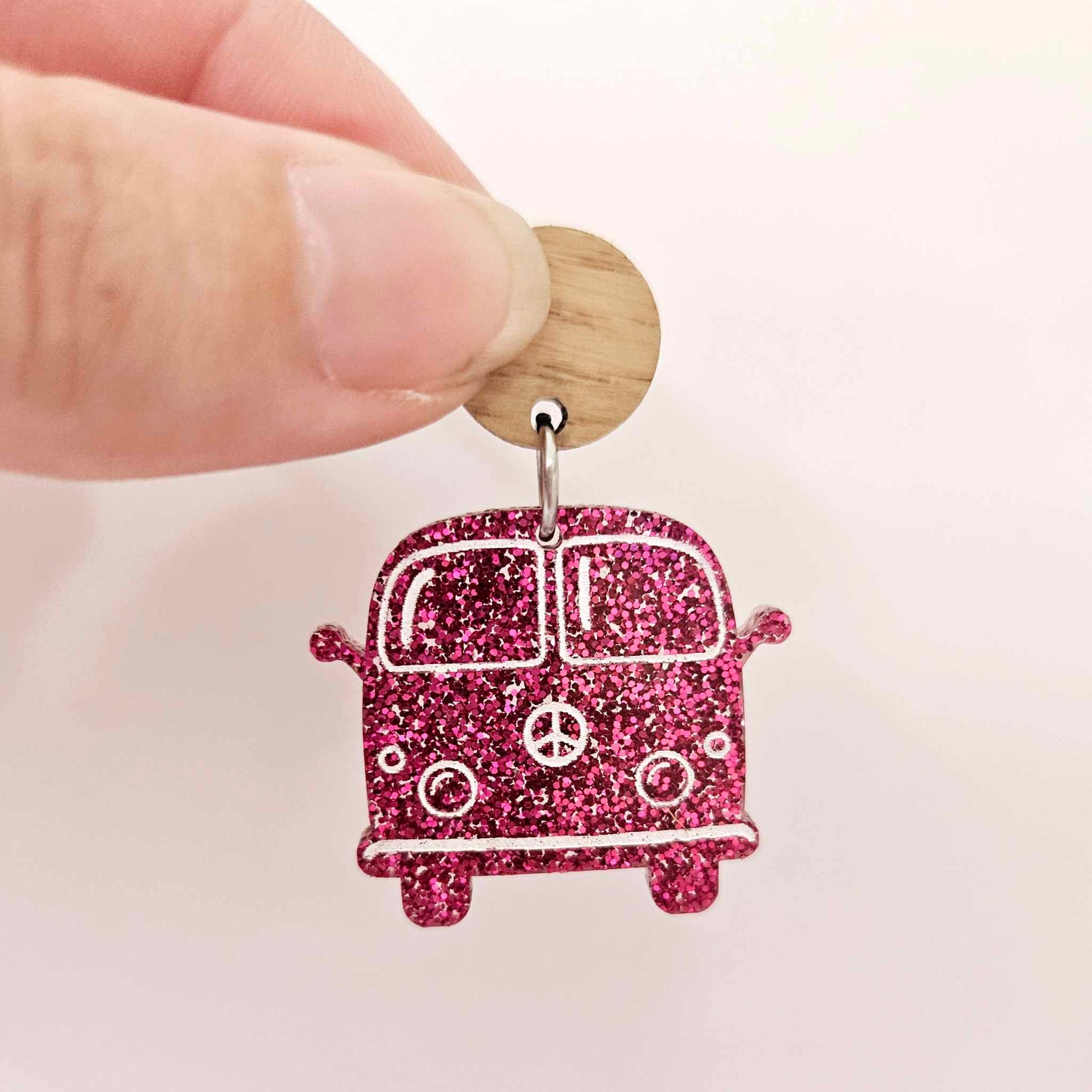 32mm purple hot pink teal glitter Kombi Vans Mixed Pack DIY earring supplies laser cut acrylic dangles blanks engraved paint fill summer