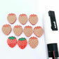 17mm solid red acrylic strawberry fruit DIY earring supplies studs blanks laser cut engraved paint fill summer