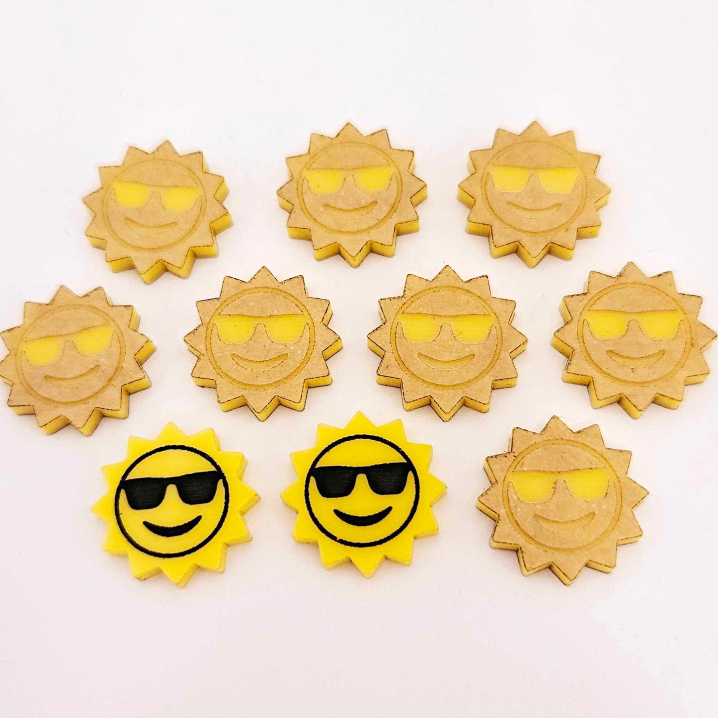 18mm yellow acrylic sun earring studs blanks cool sunglasses summer smiley face DIY earring supplies laser cut emoji summer