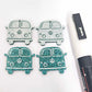 32mm teal glitter Kombi Vans DIY earring supplies laser cut acrylic dangles blanks engraved paint fill summer