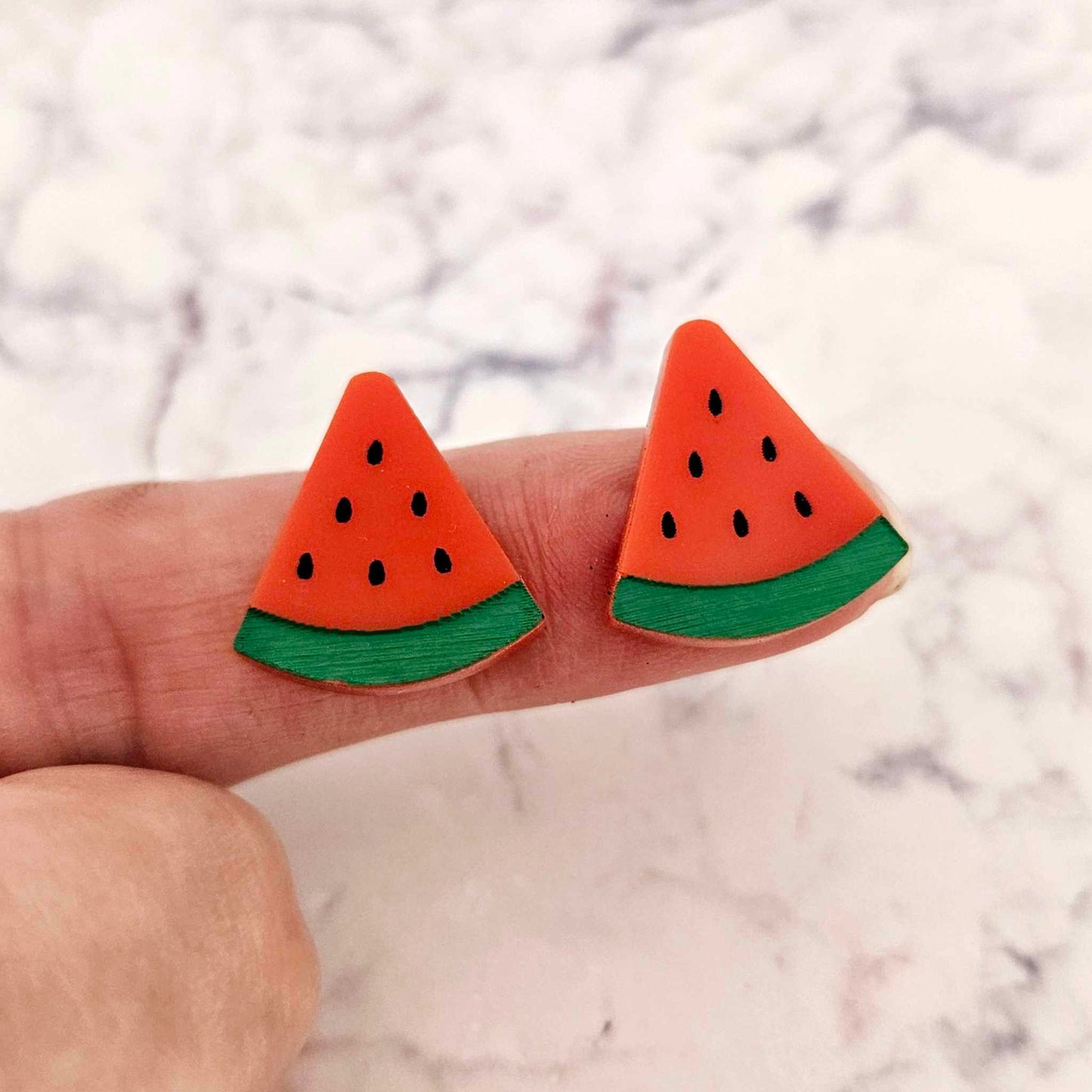 18mm red acrylic watermelon fruit DIY earring laser cut blanks studs summer engraved paint fill