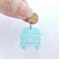 32mm pastel turquoise aqua vintage Kombi Vans DIY earring supplies laser cut acrylic dangles blanks engraved paint fill summer