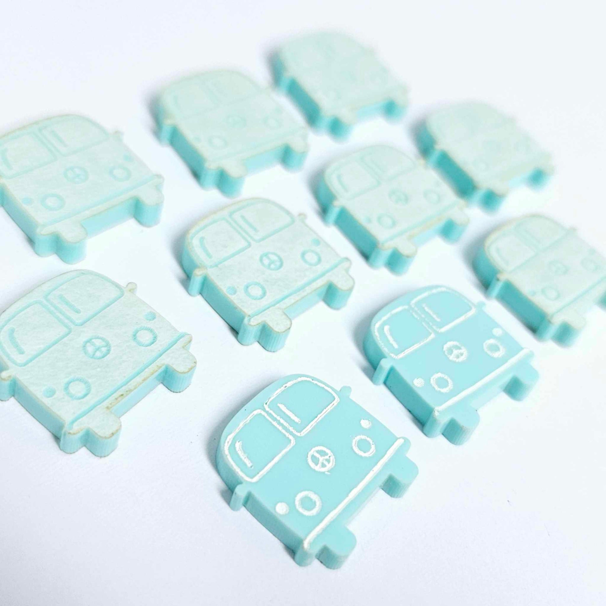 16mm pastel turquoise aqua Kombi Vans DIY earring supplies laser cut acrylic studs blanks engraved paint fill summer