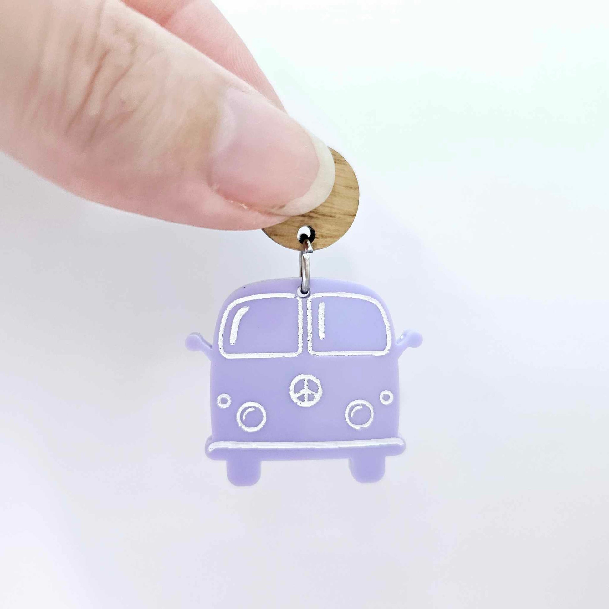 32mm pastel purple vintage Kombi Vans DIY earring supplies laser cut acrylic dangles blanks engraved paint fill summer