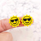 18mm yellow acrylic sun earring studs blanks cool sunglasses summer smiley face DIY earring supplies laser cut emoji summer