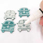 32mm teal glitter Kombi Vans DIY earring supplies laser cut acrylic dangles blanks engraved paint fill summer