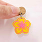 32mm yellow acrylic hibiscus flower DIY earring supplies laser cut dangles earring blanks engraved paint fill summer island vibes