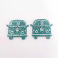32mm teal glitter Kombi Vans DIY earring supplies laser cut acrylic dangles blanks engraved paint fill summer