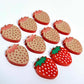 17mm solid red acrylic strawberry fruit DIY earring supplies studs blanks laser cut engraved paint fill summer