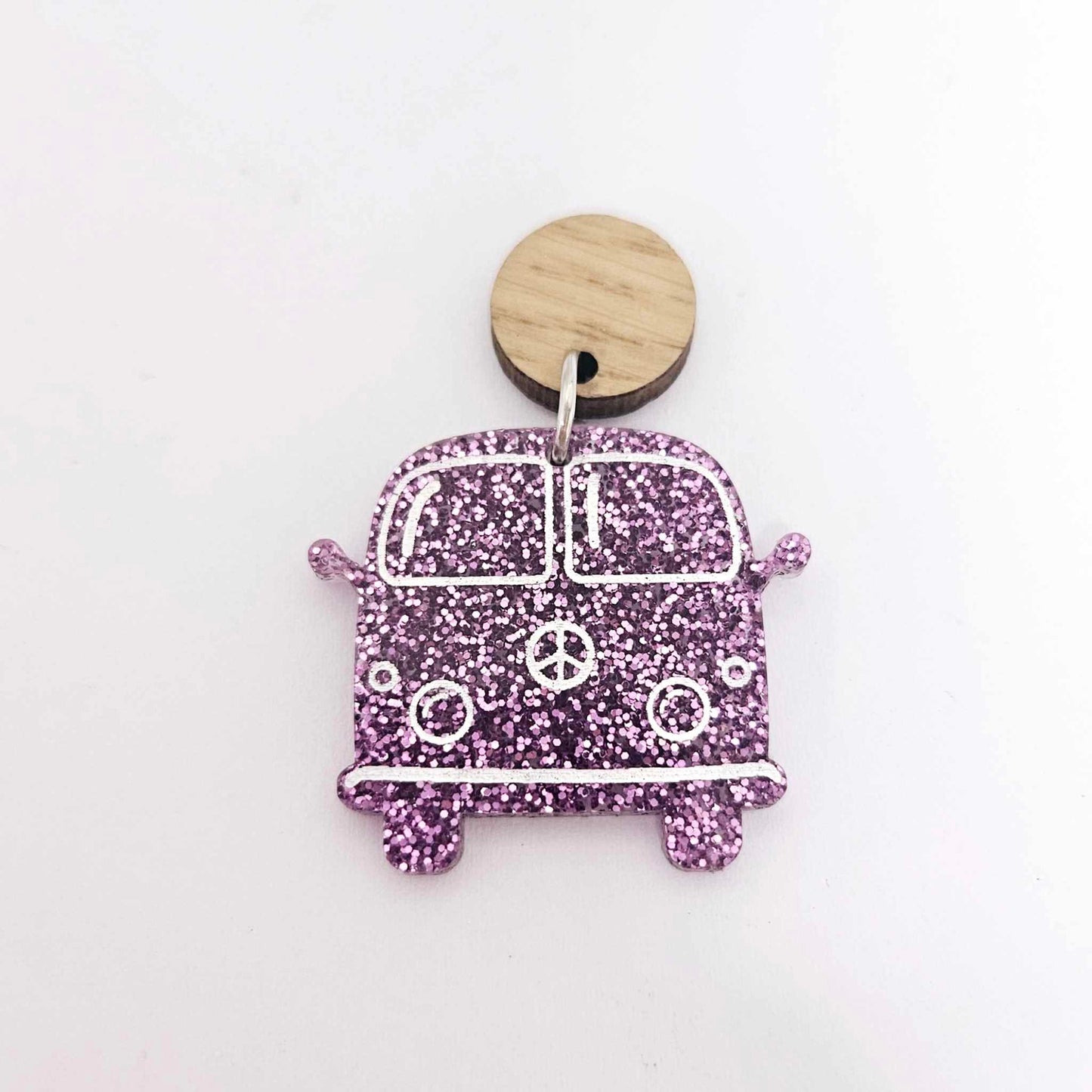 32mm purple glitter Kombi Vans DIY earring supplies laser cut acrylic dangles blanks engraved paint fill summer