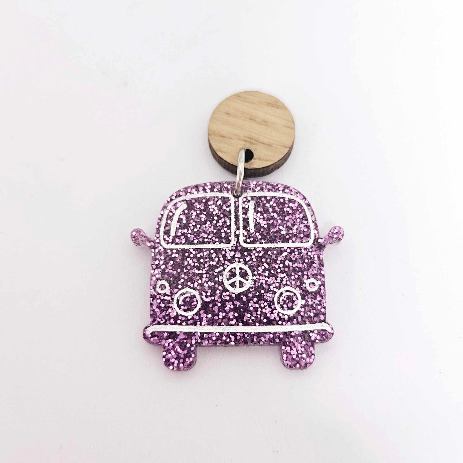 32mm purple glitter Kombi Vans DIY earring supplies laser cut acrylic dangles blanks engraved paint fill summer
