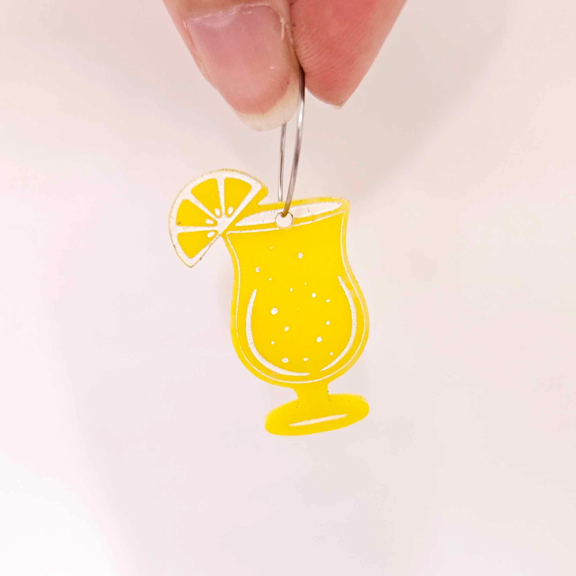 38mm yellow cocktail glasses DIY earring supplies laser cut acrylic dangles blanks engraved paint fill summer cruises