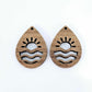 38mm walnut veneer rising sun teardrops DIY earring supplies laser cut wood dangles blanks summer