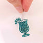 38mm teal glitter cocktail glasses DIY earring supplies laser cut acrylic dangles blanks engraved paint fill summer cruises