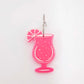 38mm hot pink cocktail glasses DIY earring supplies laser cut acrylic dangles blanks engraved paint fill summer cruises