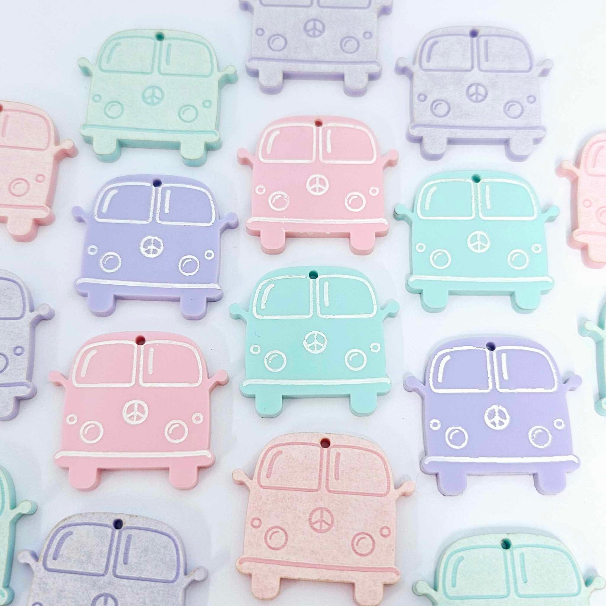 32mm pastel pink vintage Kombi Vans DIY earring supplies laser cut acrylic dangles blanks engraved paint fill summer