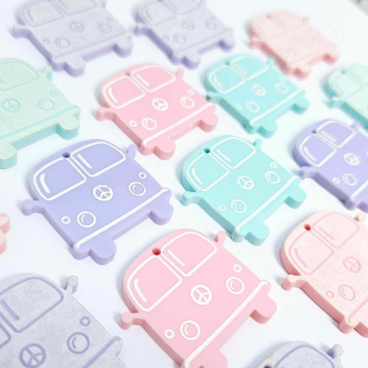 32mm pastel pink vintage Kombi Vans DIY earring supplies laser cut acrylic dangles blanks engraved paint fill summer