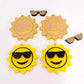 32mm yellow acrylic sun earring dangles blanks cool sunglasses summer smiley face DIY earring supplies laser cut emoji summer