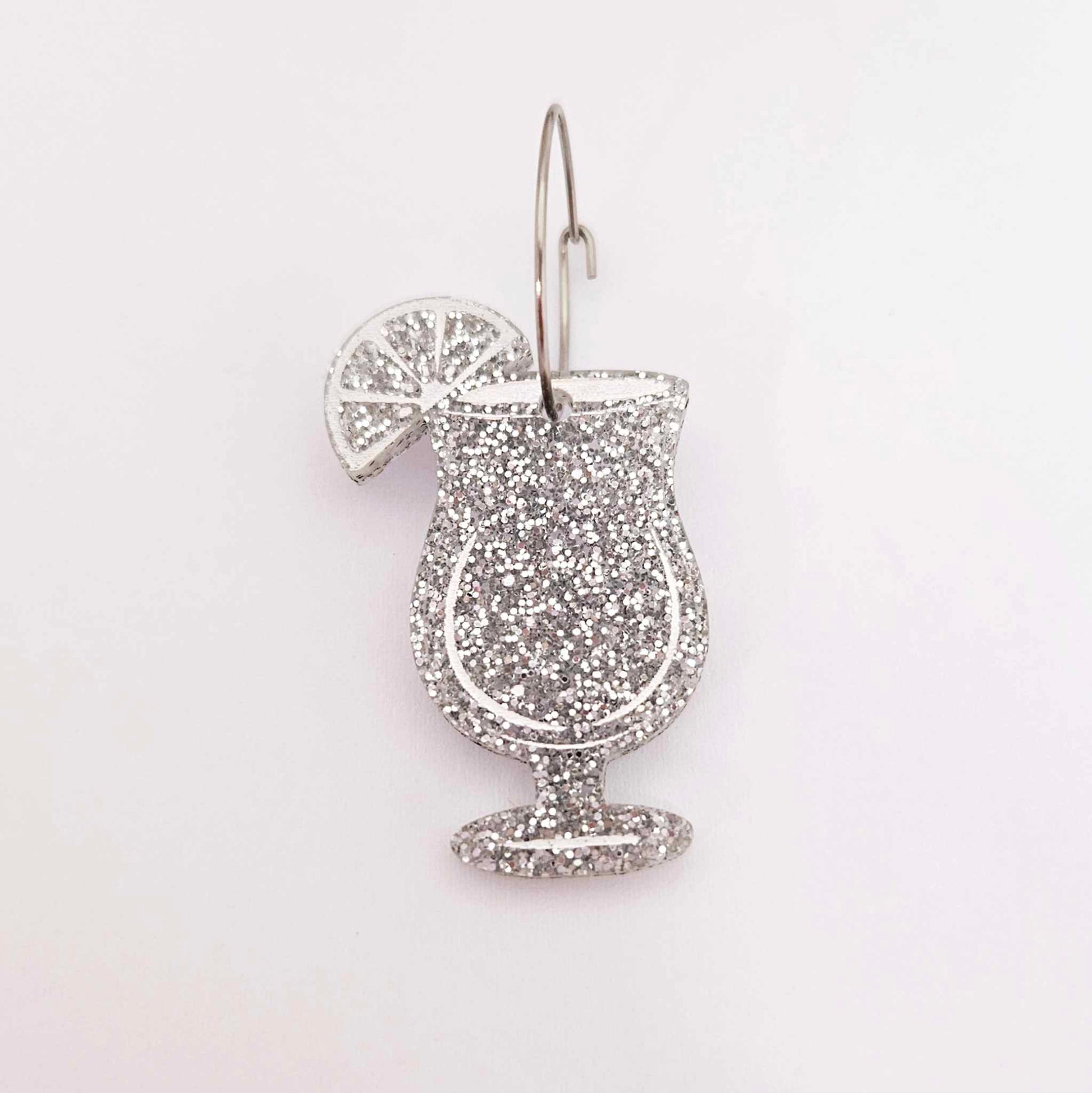 38mm silver glitter cocktail glasses DIY earring supplies laser cut acrylic dangles blanks engraved paint fill summer cruises