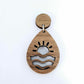 38mm walnut veneer rising sun teardrops DIY earring supplies laser cut wood dangles blanks summer