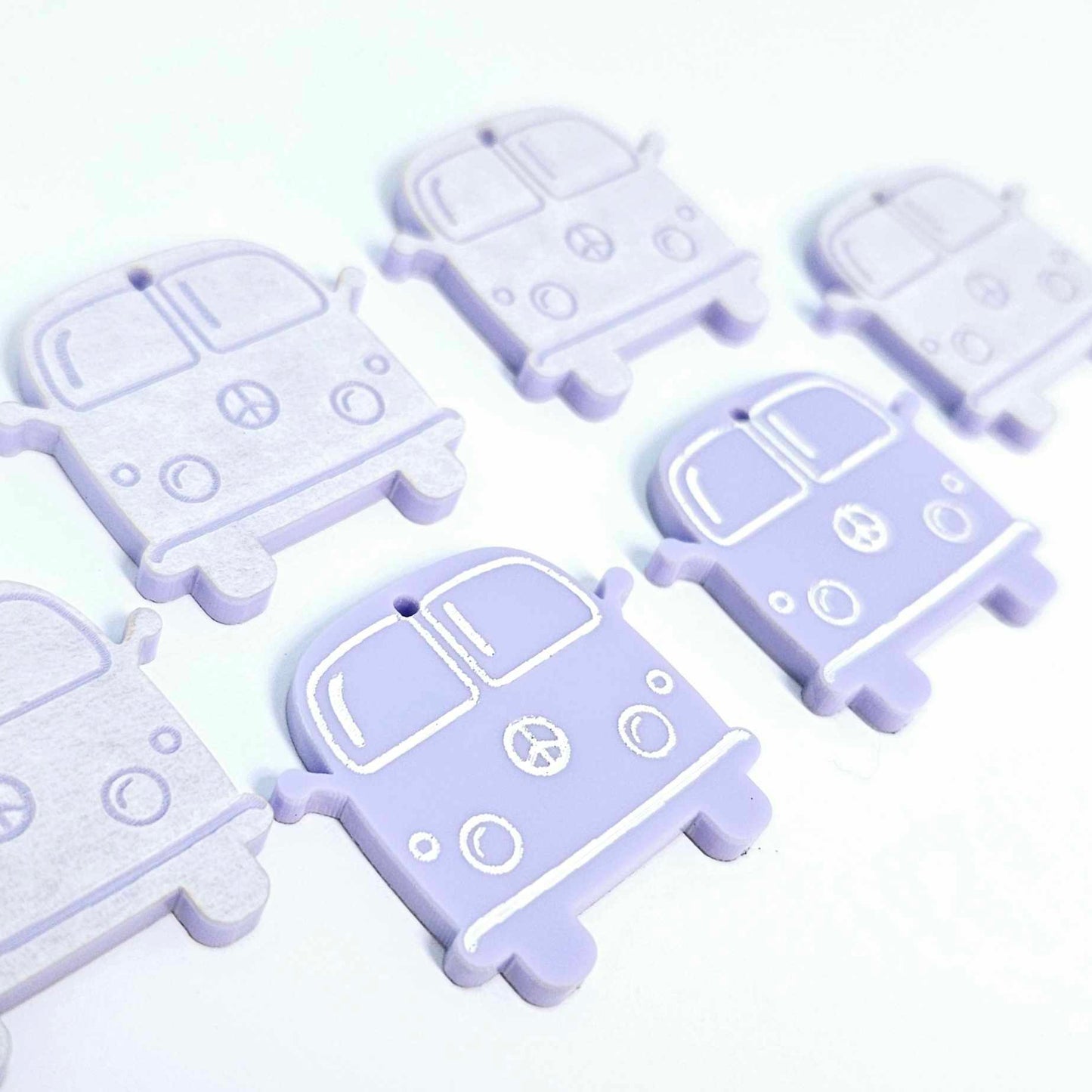 32mm pastel purple vintage Kombi Vans DIY earring supplies laser cut acrylic dangles blanks engraved paint fill summer