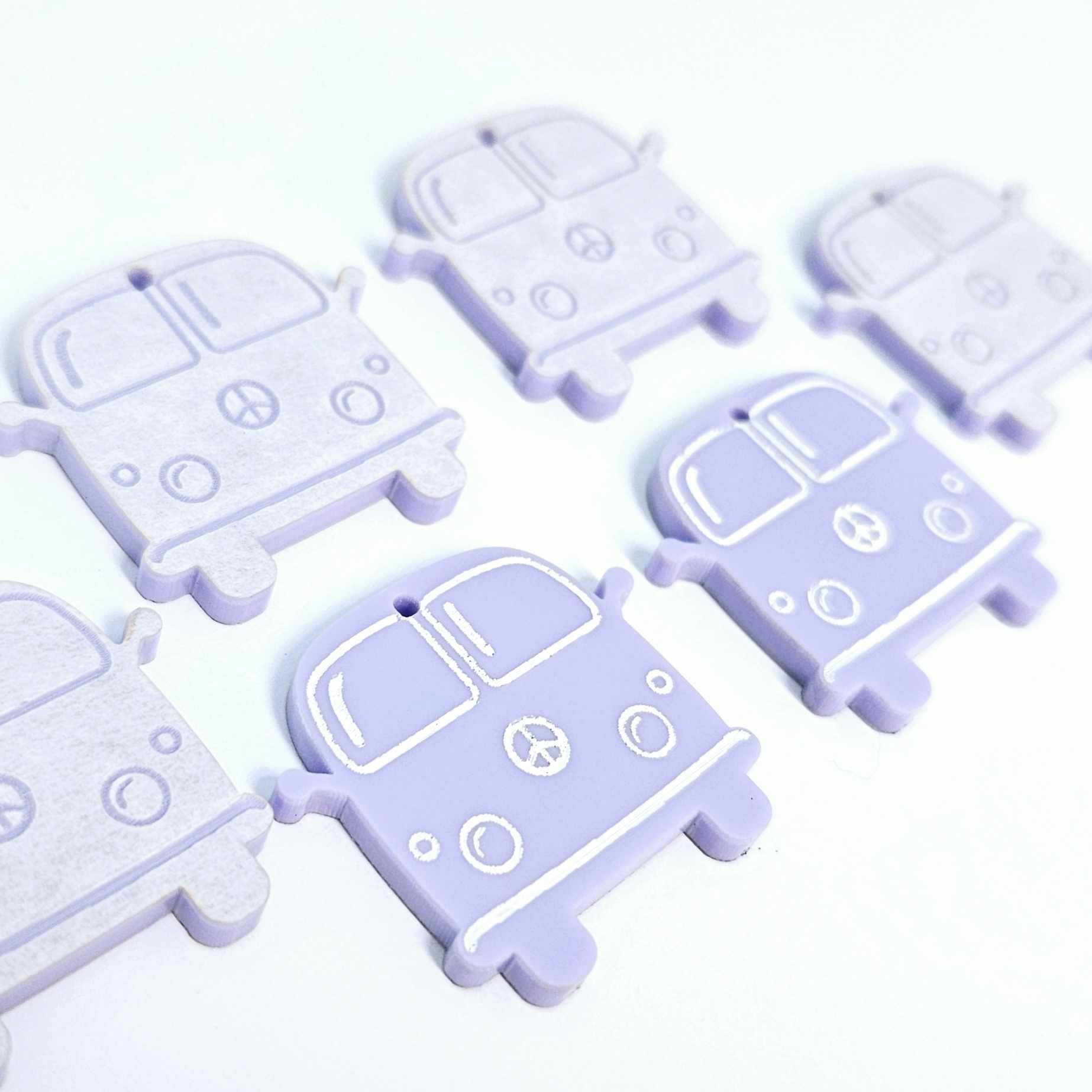 32mm pastel purple vintage Kombi Vans DIY earring supplies laser cut acrylic dangles blanks engraved paint fill summer