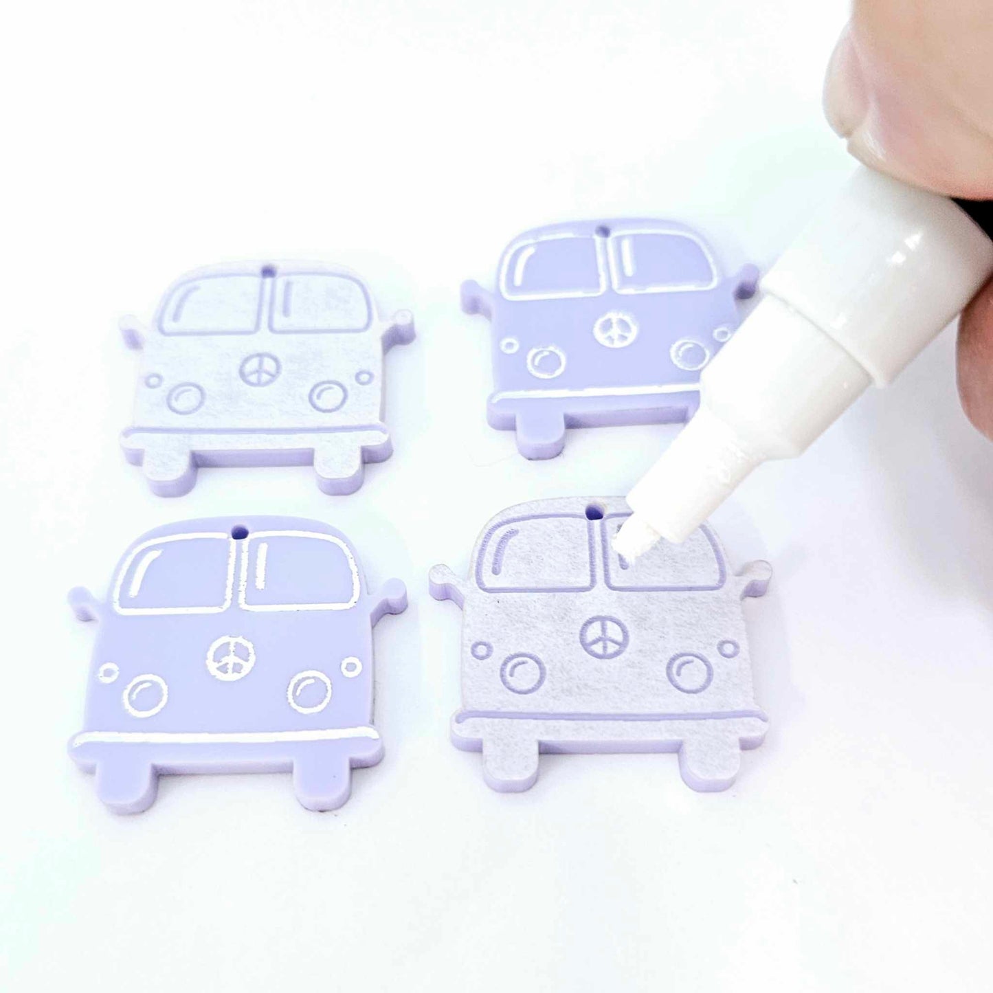 32mm pastel purple vintage Kombi Vans DIY earring supplies laser cut acrylic dangles blanks engraved paint fill summer