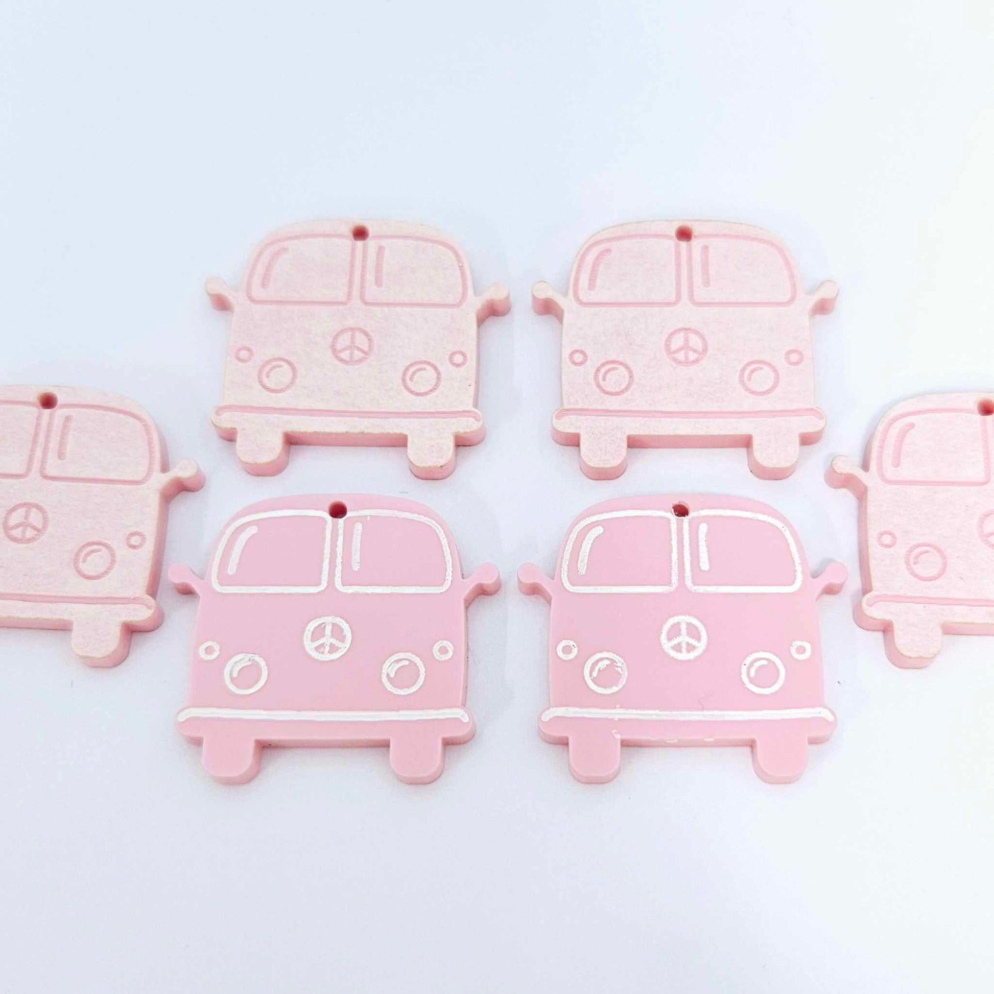 32mm pastel pink vintage Kombi Vans DIY earring supplies laser cut acrylic dangles blanks engraved paint fill summer