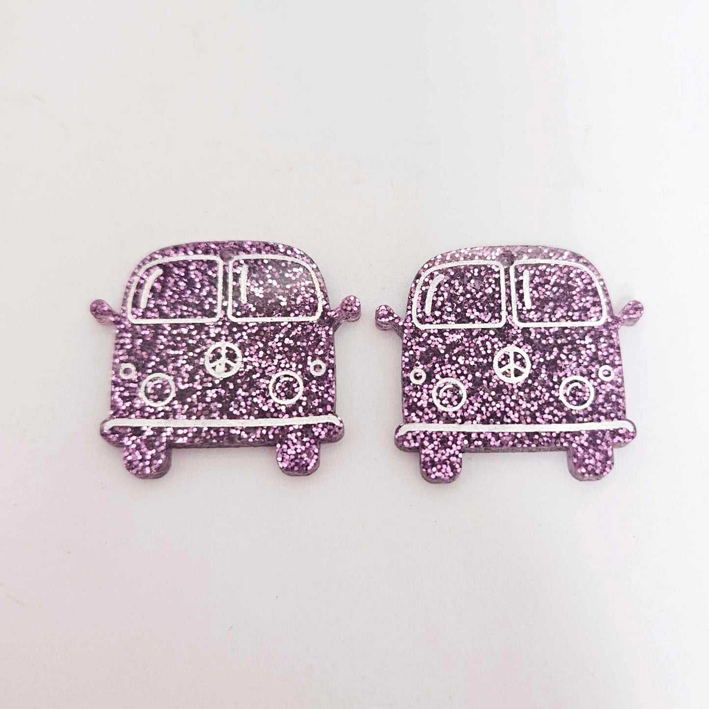 32mm purple glitter Kombi Vans DIY earring supplies laser cut acrylic dangles blanks engraved paint fill summer
