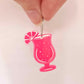 38mm hot pink cocktail glasses DIY earring supplies laser cut acrylic dangles blanks engraved paint fill summer cruises