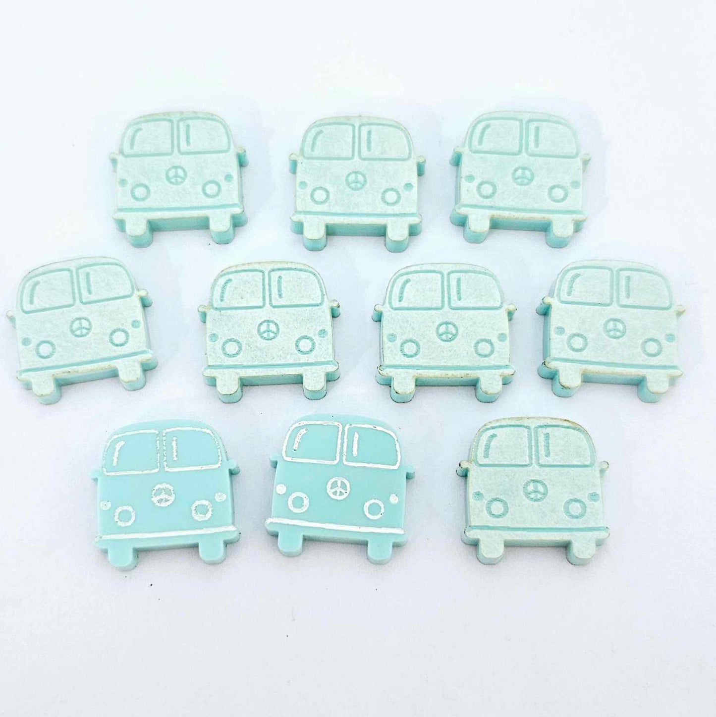 16mm pastel turquoise aqua Kombi Vans DIY earring supplies laser cut acrylic studs blanks engraved paint fill summer