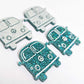 32mm teal glitter Kombi Vans DIY earring supplies laser cut acrylic dangles blanks engraved paint fill summer
