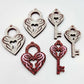 35mm red glitter heart key padlock DIY earring supplies laser cut acrylic dangles blanks engraved paint fill Valentine's Day