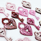 35mm red pink hot pink glitter heart key padlock mixed pack DIY earring supplies laser cut acrylic dangles blanks engraved paint fill Valentine's Day
