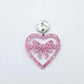 35mm pink glitter heart bows DIY earring supplies laser cut acrylic dangles blanks Valentine's Day