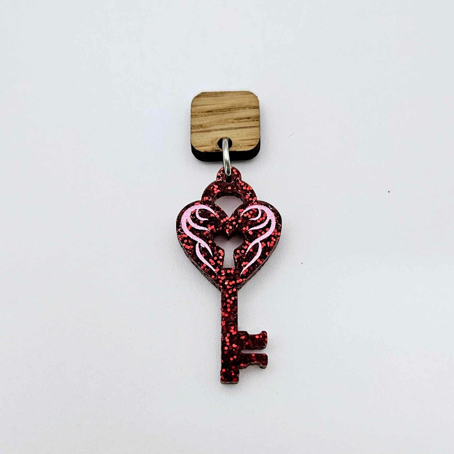 35mm red glitter heart key padlock DIY earring supplies laser cut acrylic dangles blanks engraved paint fill Valentine's Day