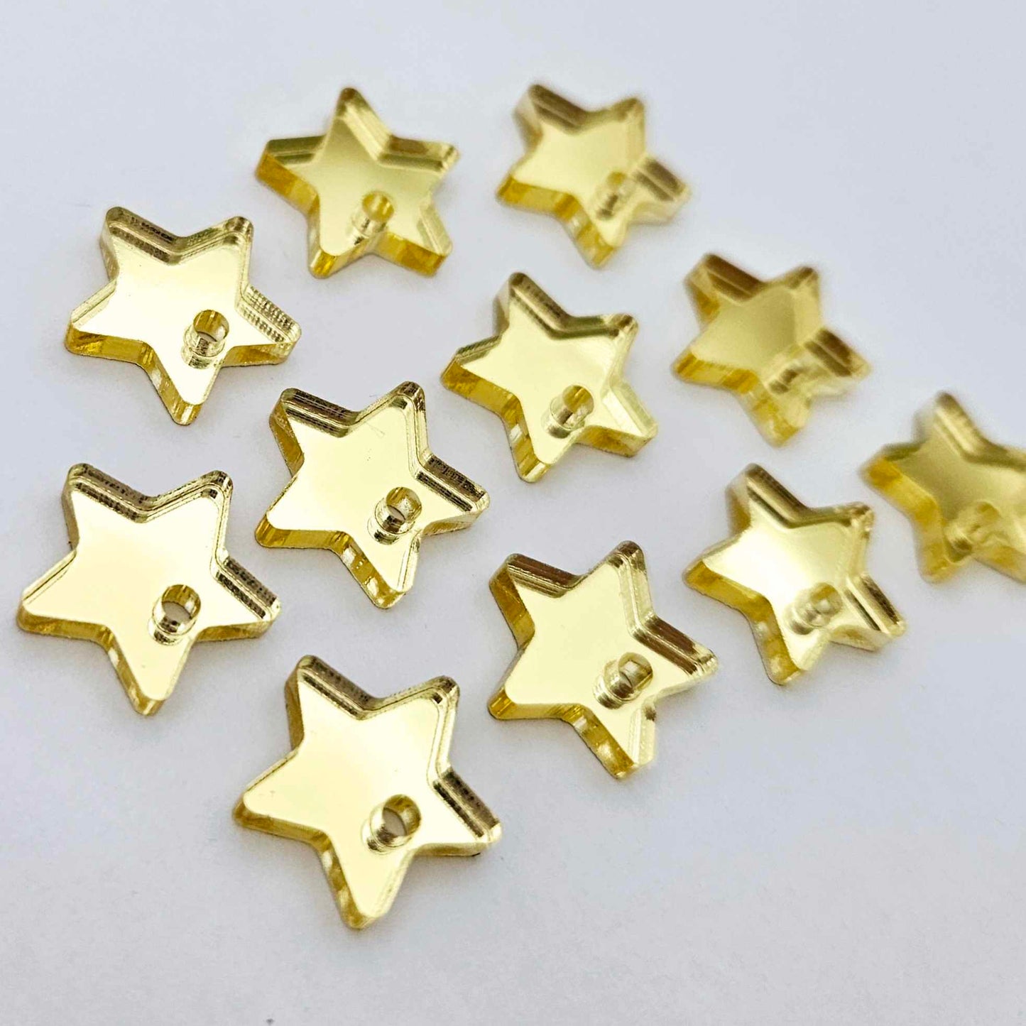14mm gold mirror star toppers studs DIY earring supplies laser cut acrylic blanks Christmas