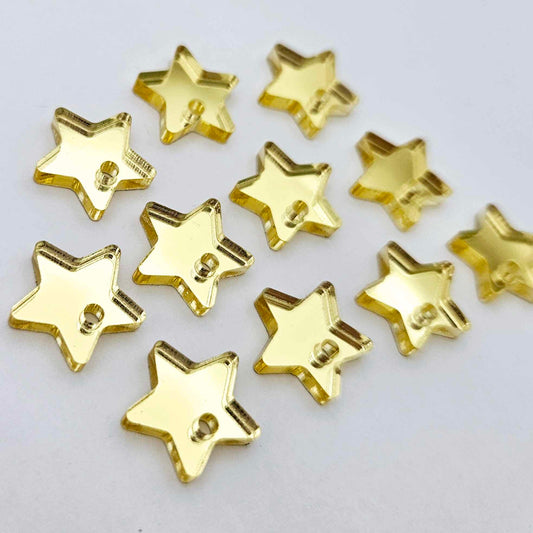 14mm gold mirror star toppers studs DIY earring supplies laser cut acrylic blanks Christmas