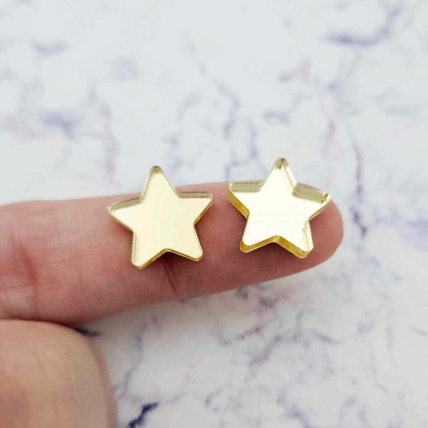 14mm gold mirror star toppers studs DIY earring supplies laser cut acrylic blanks Christmas
